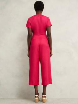 Hobbs Aliya Pure Linen Jumpsuit, Zinnia Pink - view 2, Zinnia Pink