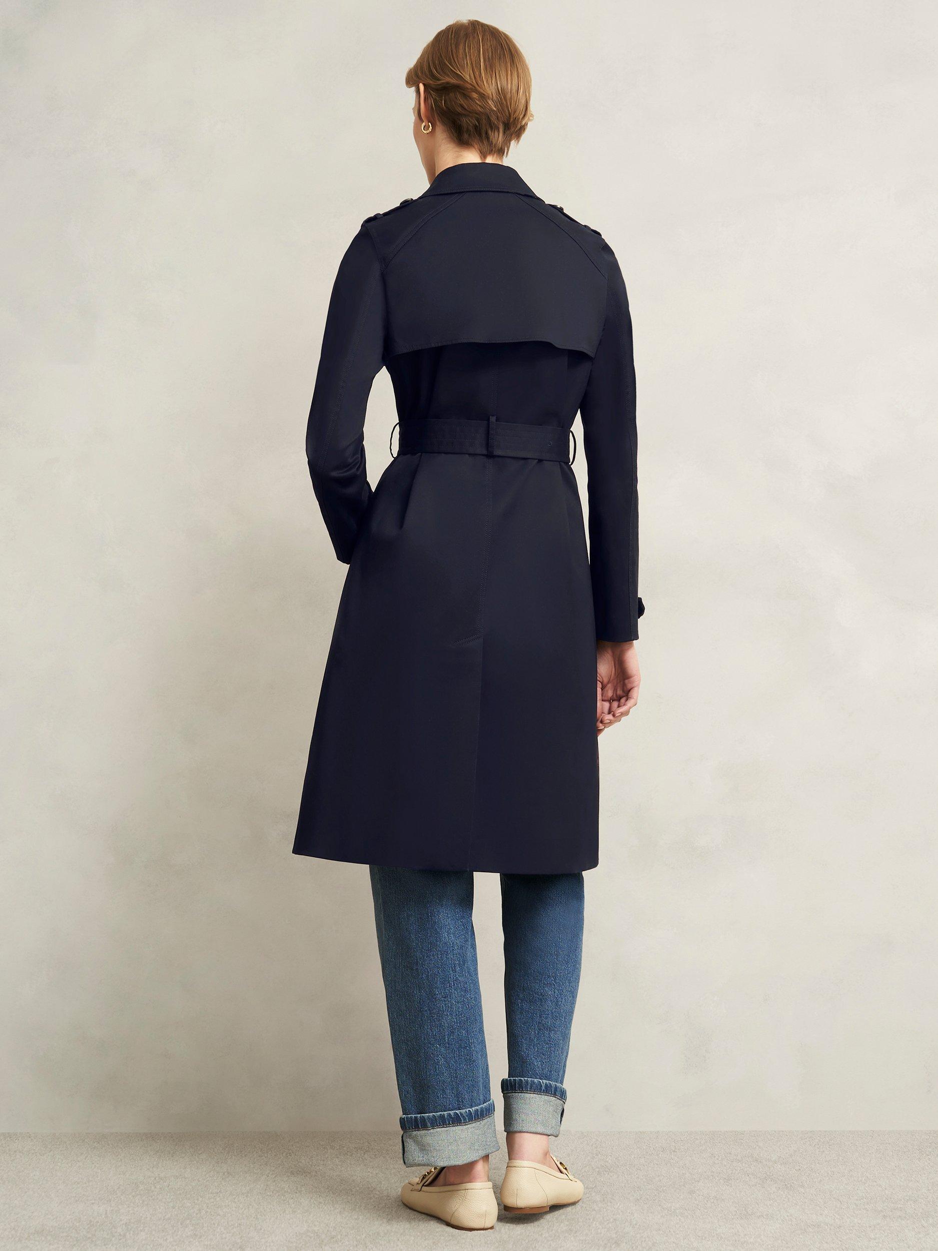 Product image 2 of 6, which shows Hobbs Hallie Shower Resistant Trench Coat, Navy, 10
