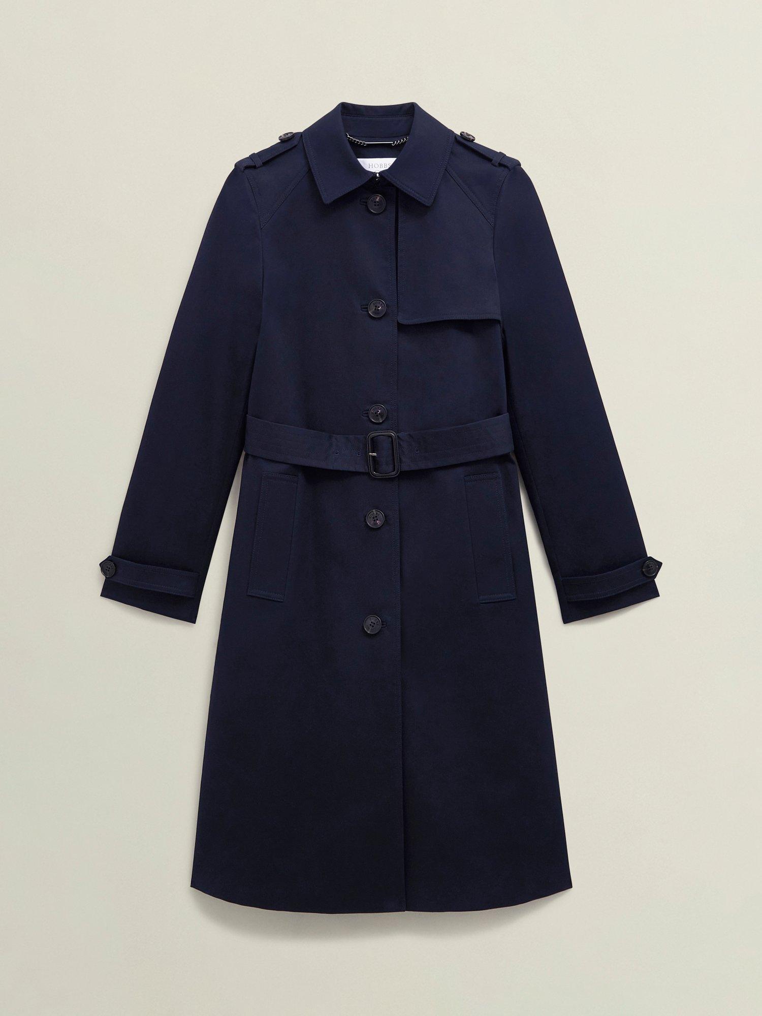 Product image 4 of 6, which shows Hobbs Hallie Shower Resistant Trench Coat, Navy, 10