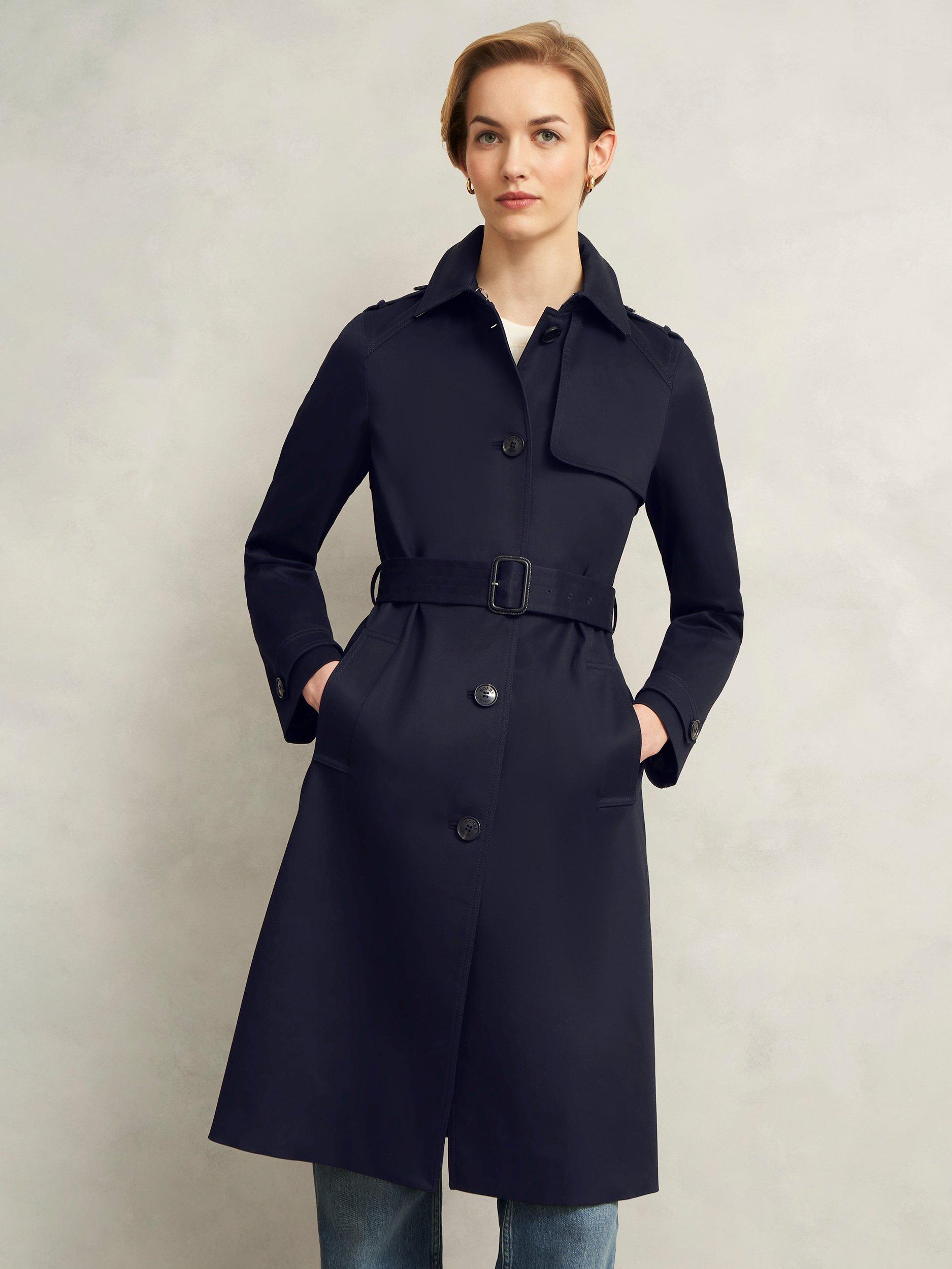 Product image 5 of 6, which shows Hobbs Hallie Shower Resistant Trench Coat, Navy, 10