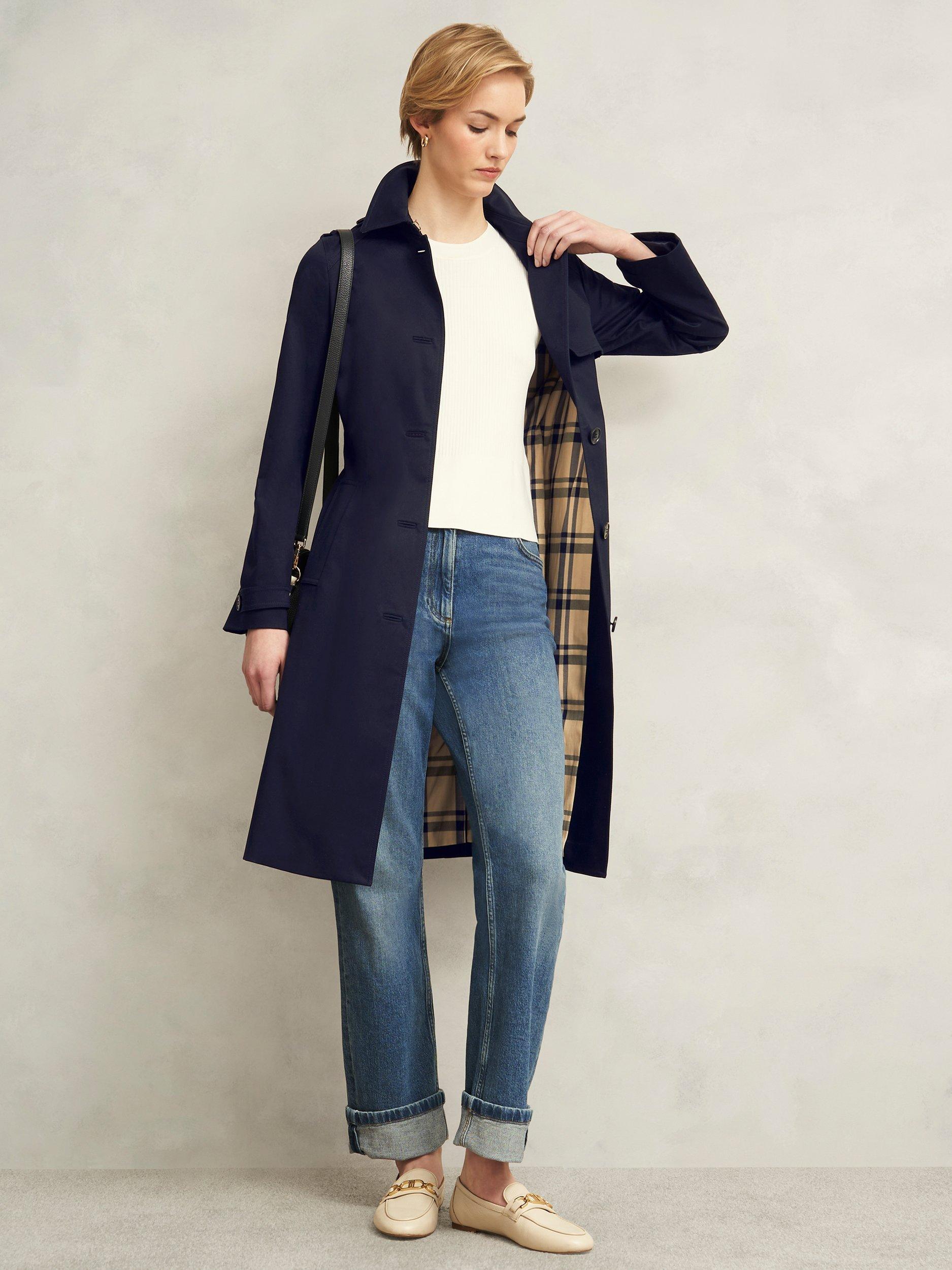 Product image 6 of 6, which shows Hobbs Hallie Shower Resistant Trench Coat, Navy, 10