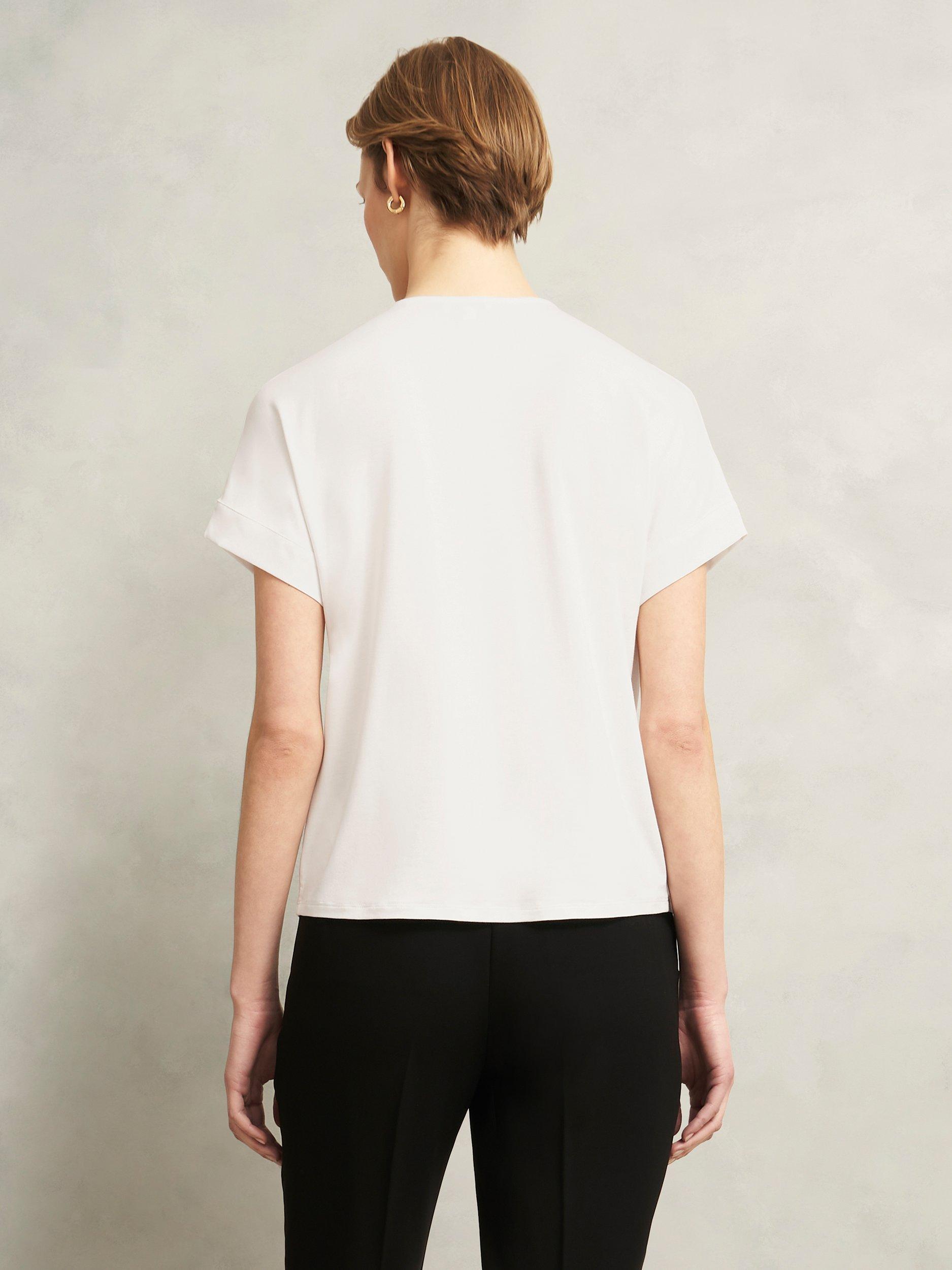 Product image 2 of 6, which shows Hobbs Maddison Notch Neck Top, Ivory, S