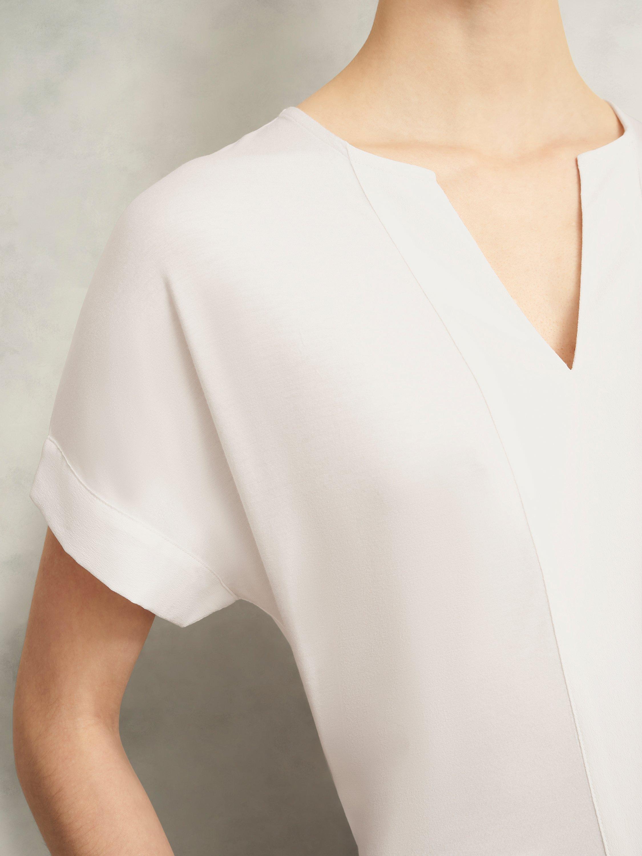 Product image 5 of 6, which shows Hobbs Maddison Notch Neck Top, Ivory, S