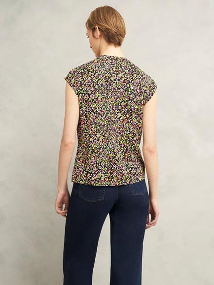 Hobbs Maeve Printed Top - view 2, Navy/Multi