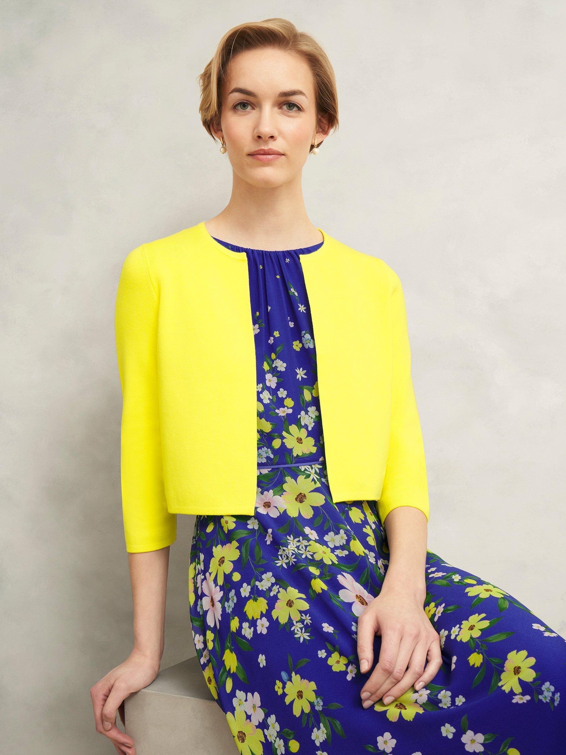 Product image 1 of 5, which shows Hobbs Ella Cropped Cardigan, Light Yellow, L