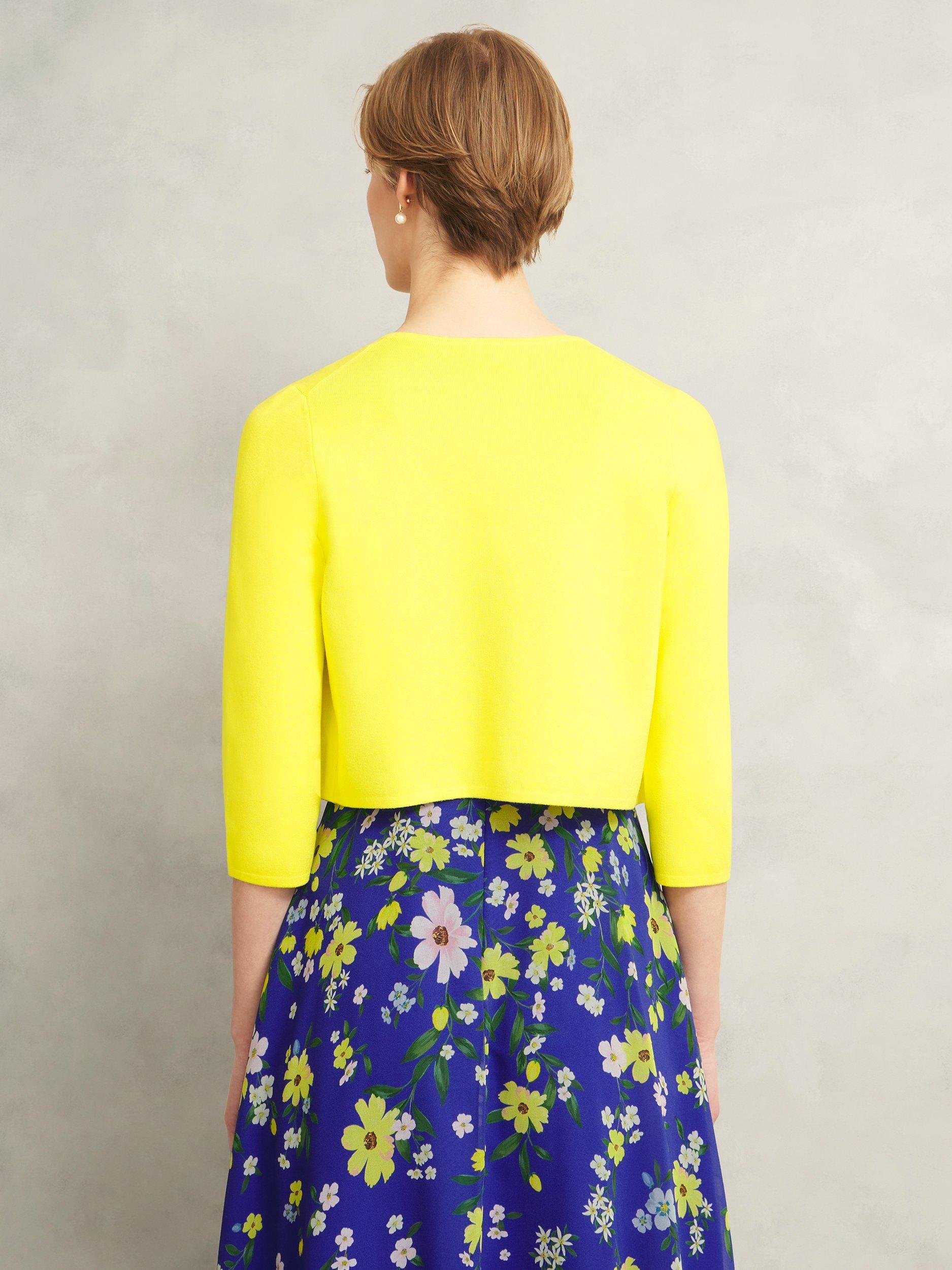 Product image 2 of 5, which shows Hobbs Ella Cropped Cardigan, Light Yellow, L