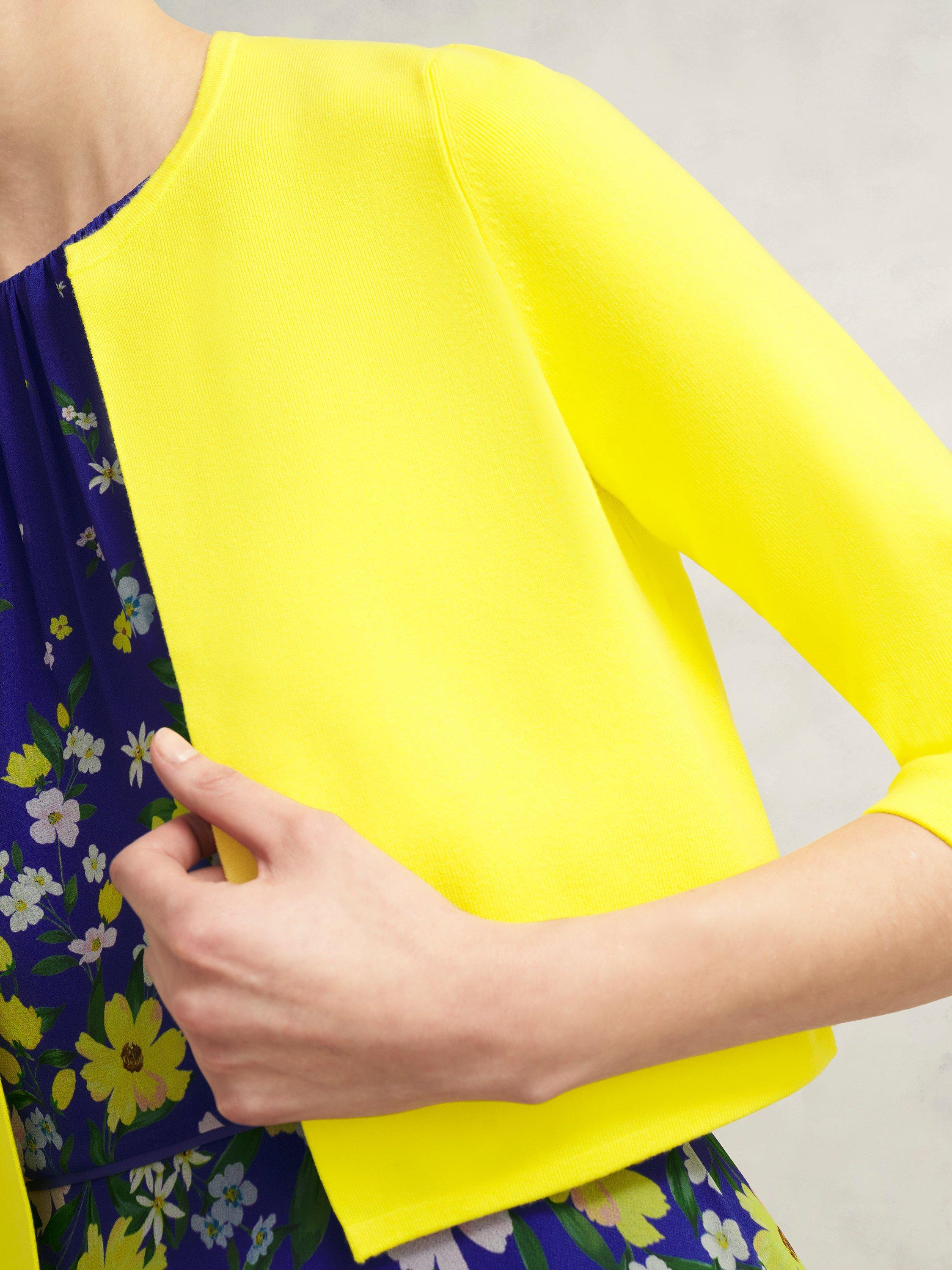 Product image 3 of 5, which shows Hobbs Ella Cropped Cardigan, Light Yellow, L