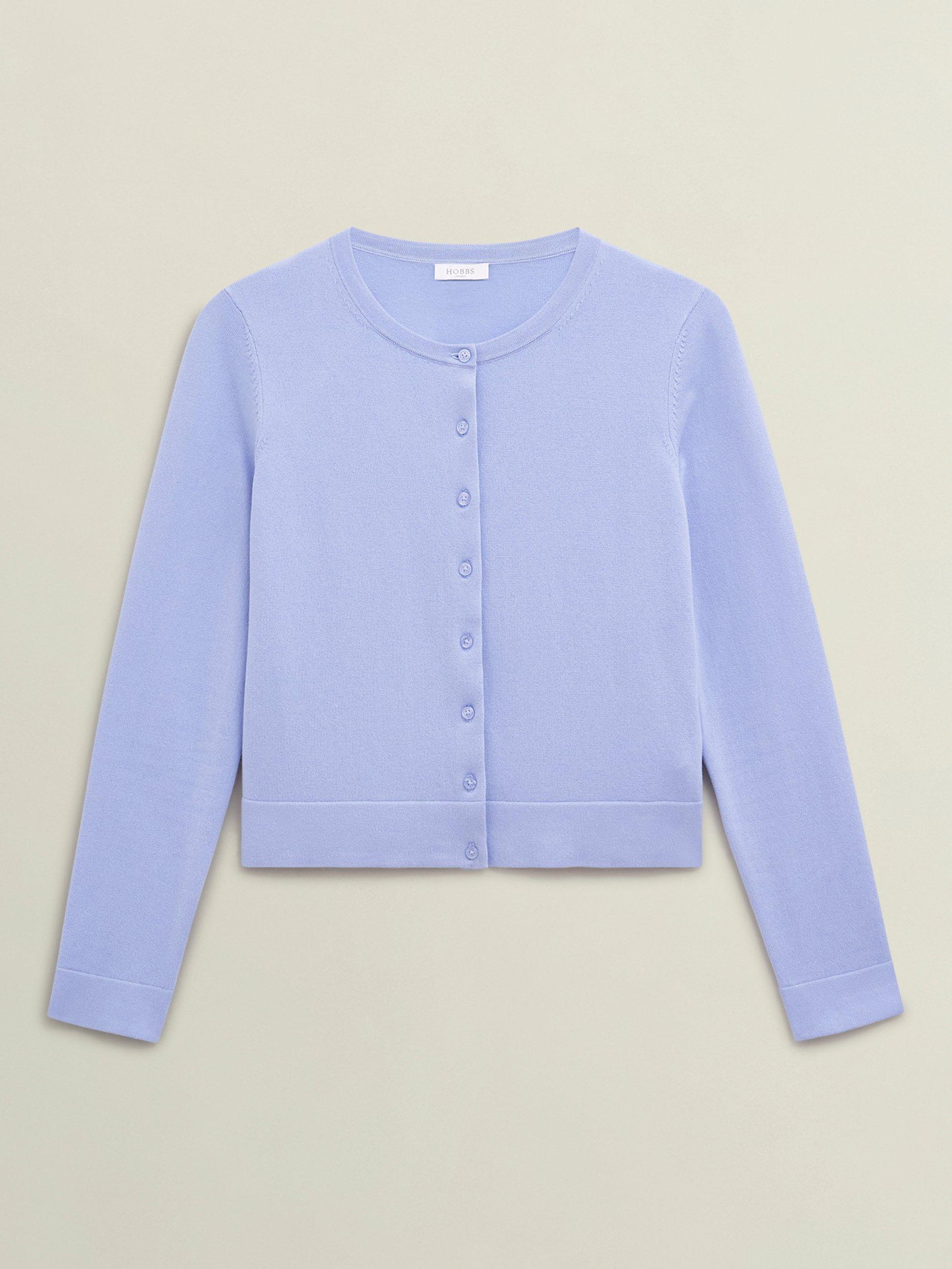 Product image 4 of 6, which shows Hobbs Michelle Relaxed Fit Cardigan, Maya Blue, L