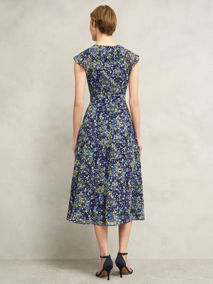 Hobbs Dawn Ditsy Print Dress, Blue/Multi - view 2, Blue/Multi