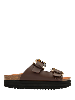 V.GAN Vegan Plum Tortoiseshell Double Strap Footbed Sandals, Brown