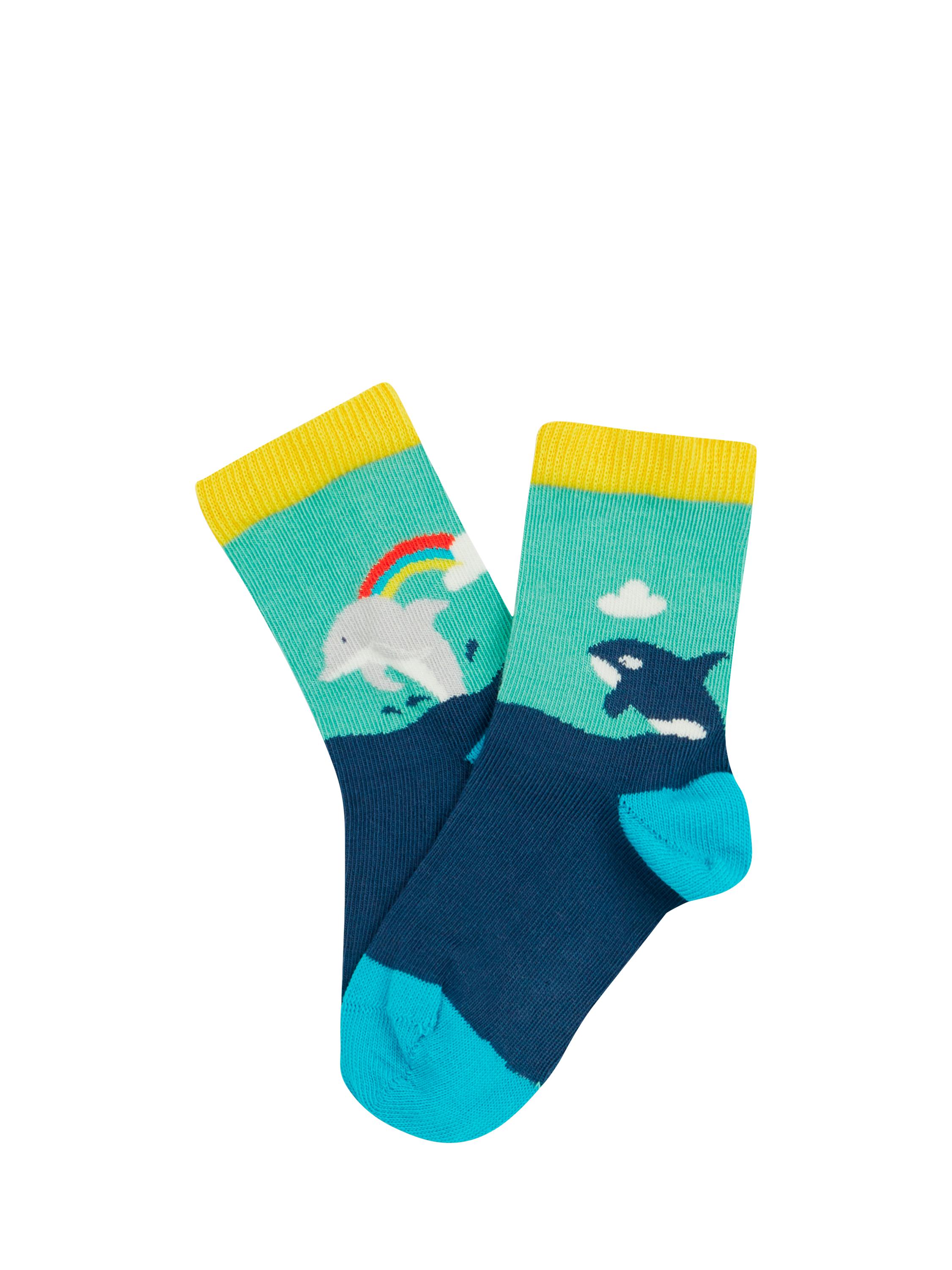 Product image 2 of 4, which shows Frugi Baby Sea Life Little Socks, Pack of 3, Multi, 0-6 months