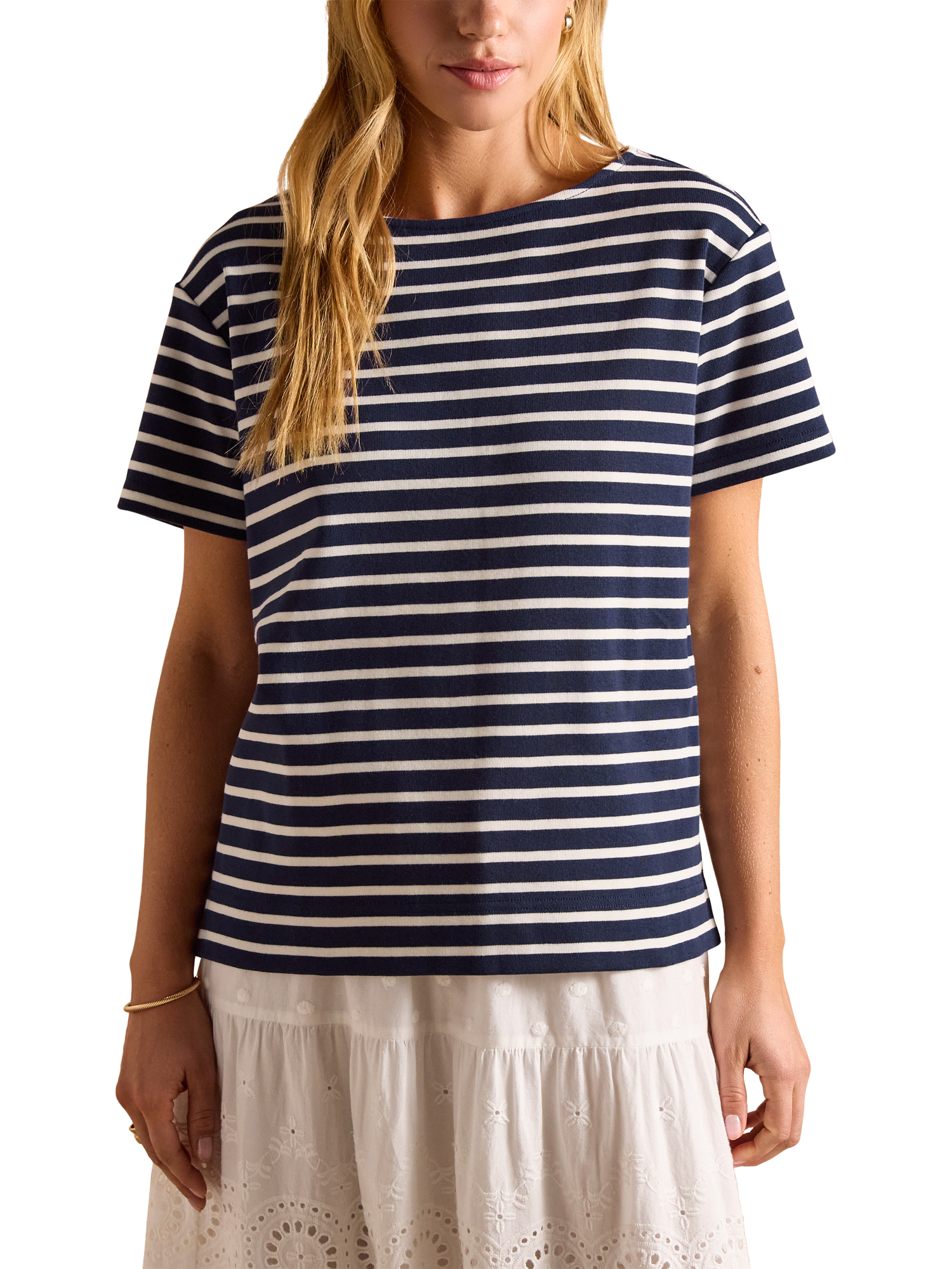 Joules Harbour Stripe T-Shirt, Navy/Multi