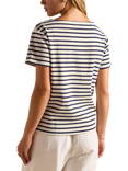 Joules Cotton Short Sleeved Stripe Print T-Shirt, Blue/Multi