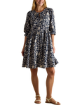 Joules Tie Front Floral Dress, Blue Navy
