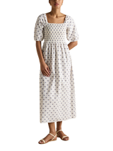 Joules Floral Smock Midi Dress, White