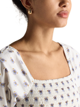 Joules Floral Smock Midi Dress, White