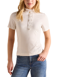 Joules Frill Neck Short Sleeve Top, White