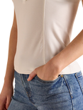 Joules Frill Neck Short Sleeve Top, White