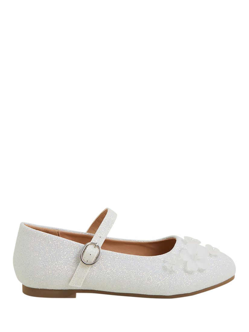 Angels by Accessorize Kids' Gem Flower Ballerina Shoes, Ivory