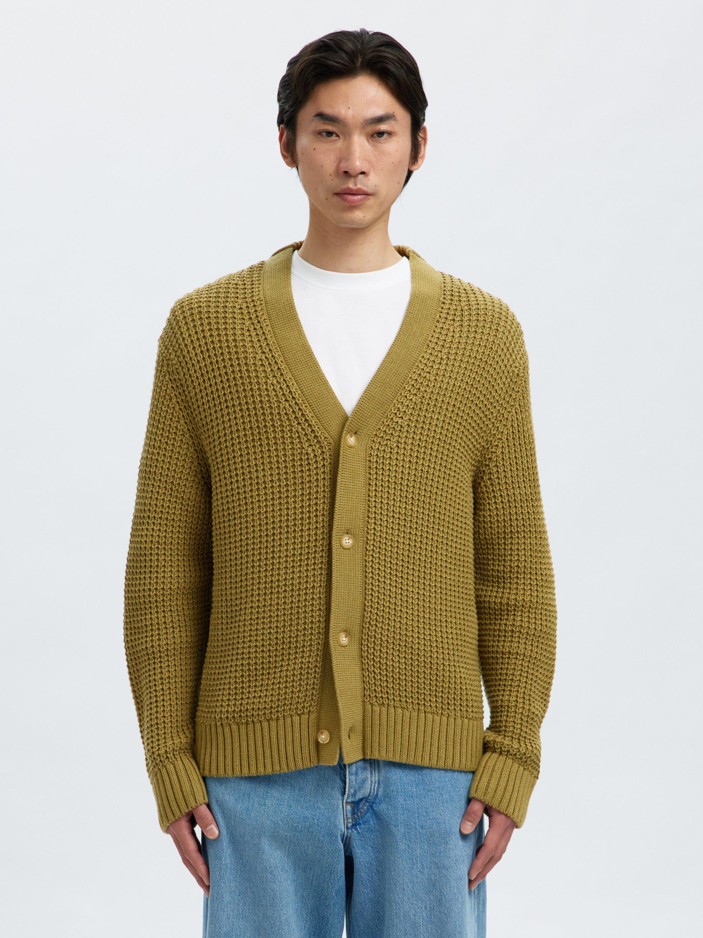 Selected Organic Cotton Long Sleeve V Neck Cardigan