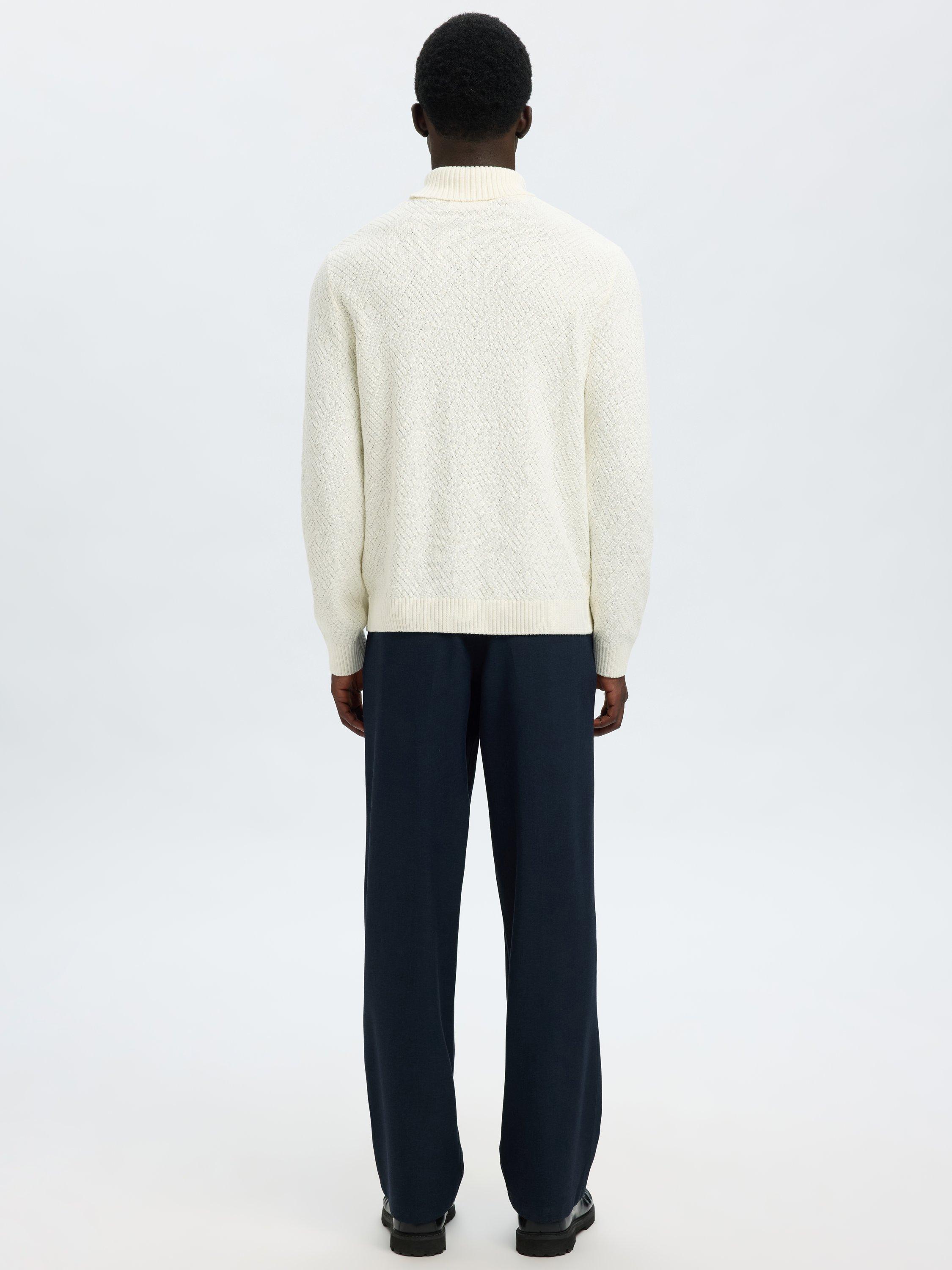 Product image 5 of 6, which shows Selected Trevor Cotton Roll Neck Jumper, Egret, XL