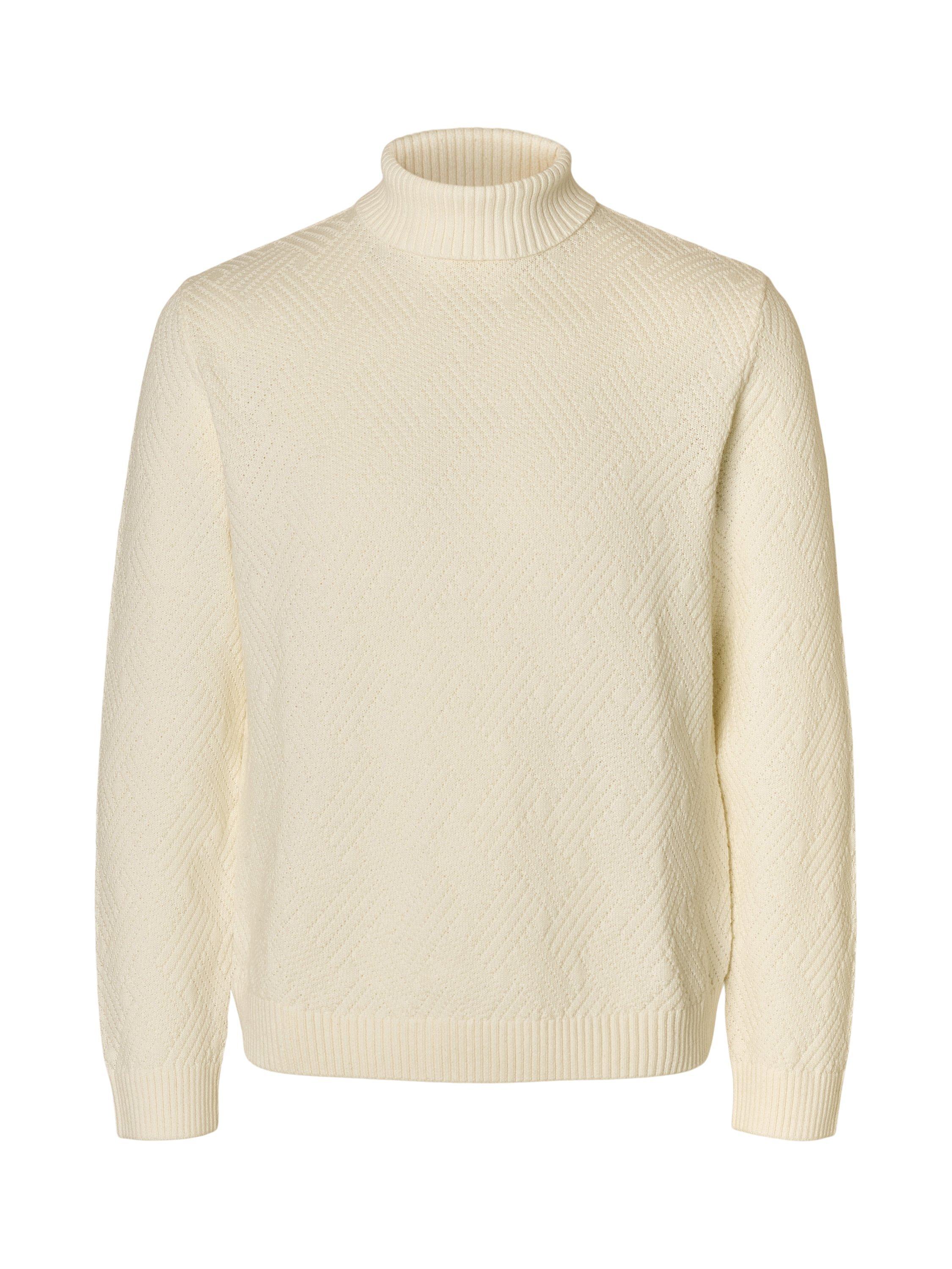 Product image 6 of 6, which shows Selected Trevor Cotton Roll Neck Jumper, Egret, XL