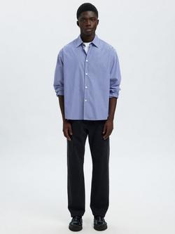 Selected Henri Stripe Regular Fit Cotton Shirt - view 2, Medieval Blue