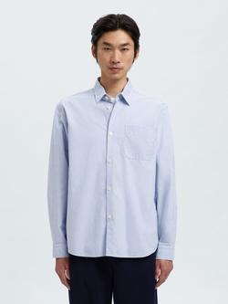 Selected Jim Regular Fit Cotton Shirt, White Bl Bk