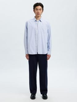 Selected Jim Regular Fit Cotton Shirt - view 2, White Bl Bk