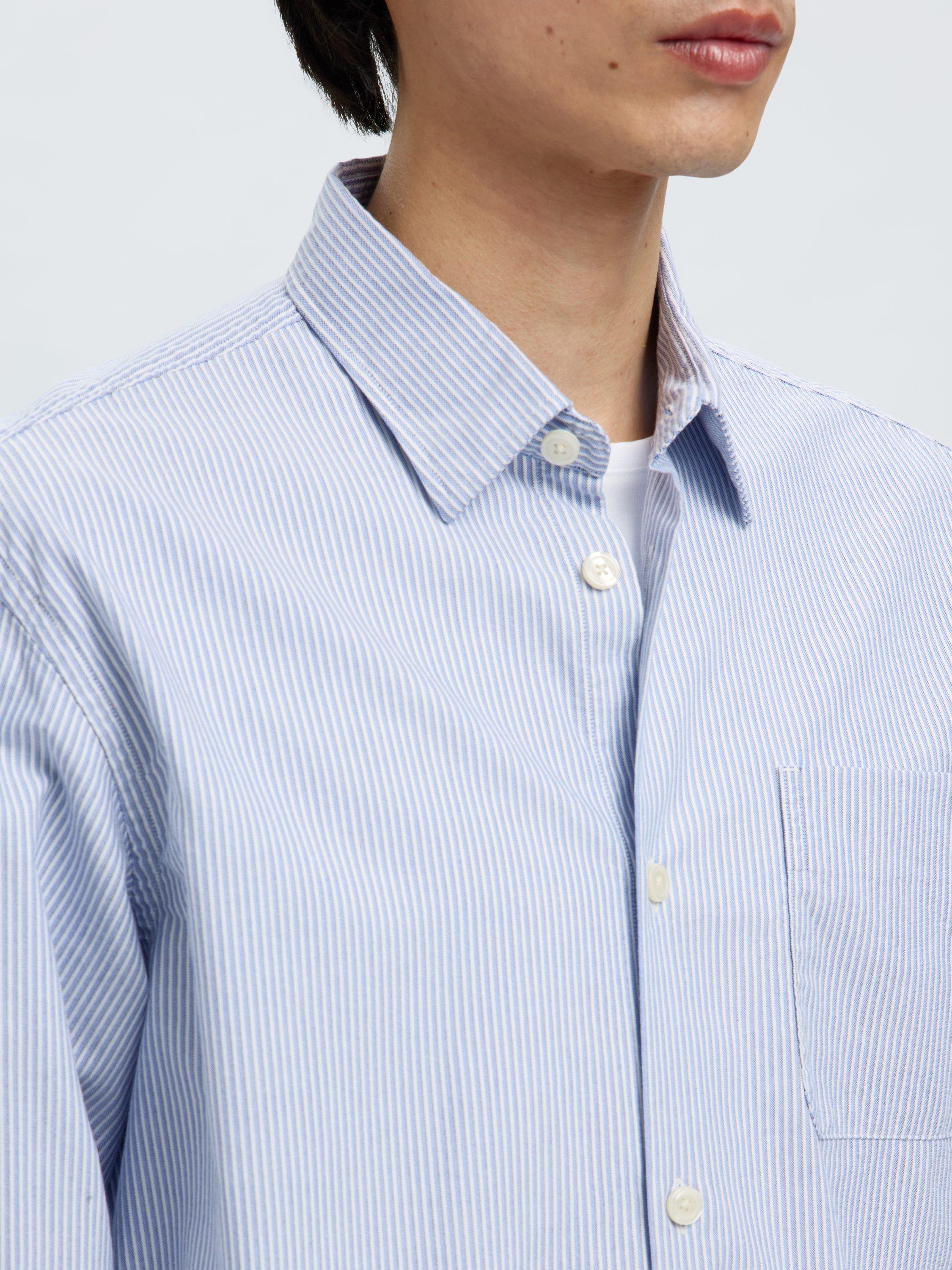 Product image 3 of 6, which shows Selected Jim Regular Fit Cotton Shirt, White Bl Bk, L