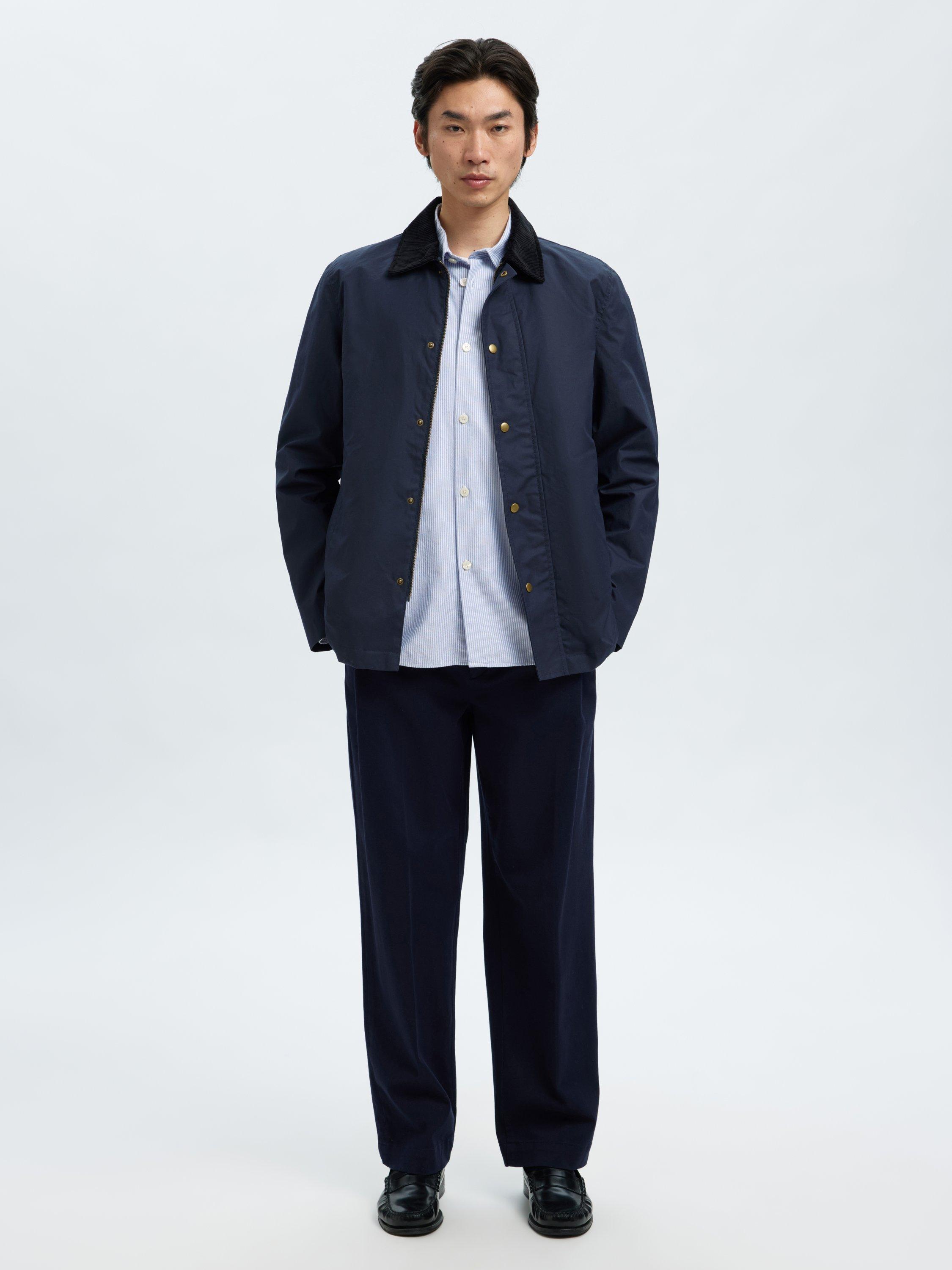 Product image 4 of 6, which shows Selected Jim Regular Fit Cotton Shirt, White Bl Bk, L