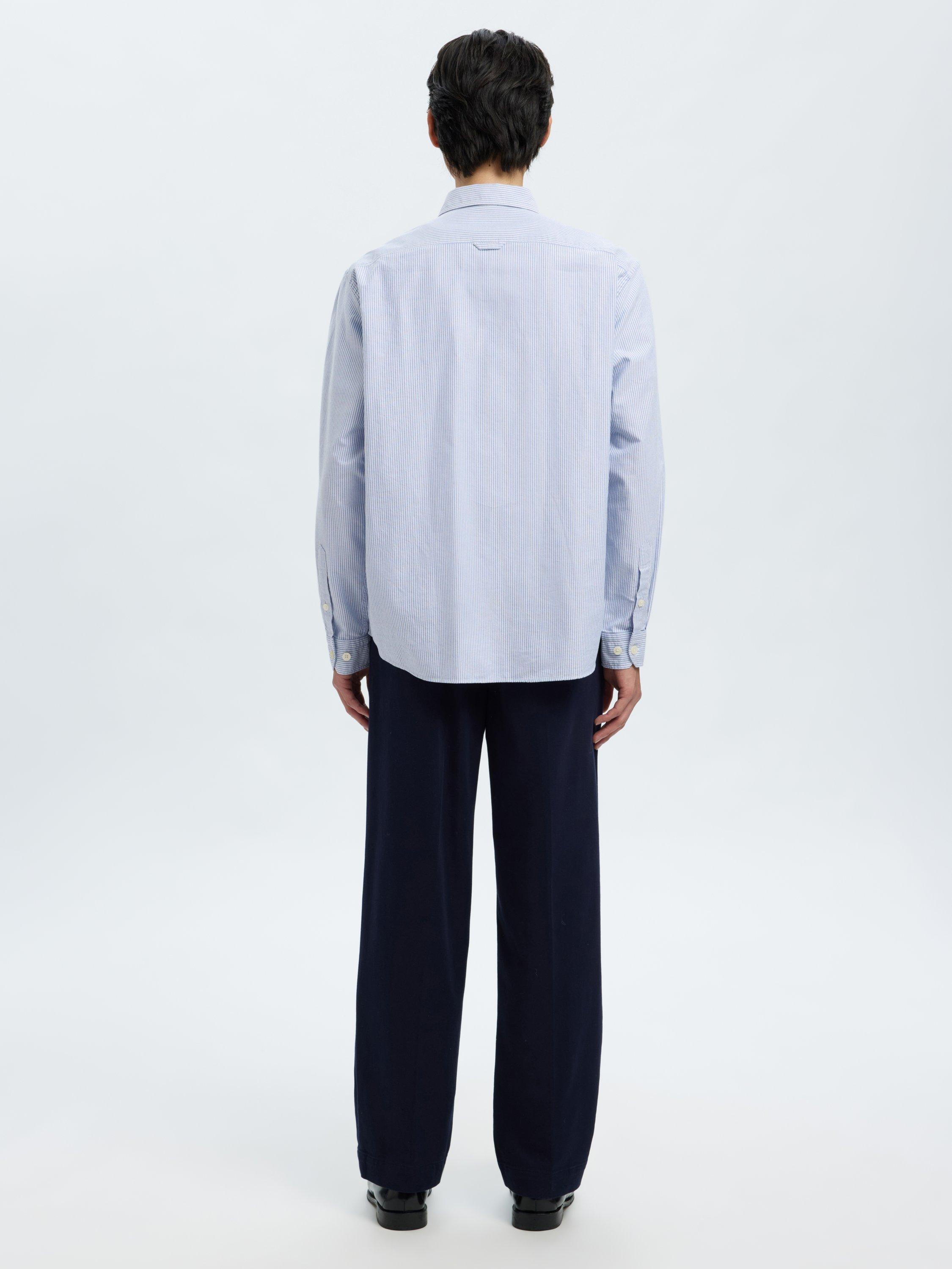 Product image 5 of 6, which shows Selected Jim Regular Fit Cotton Shirt, White Bl Bk, L