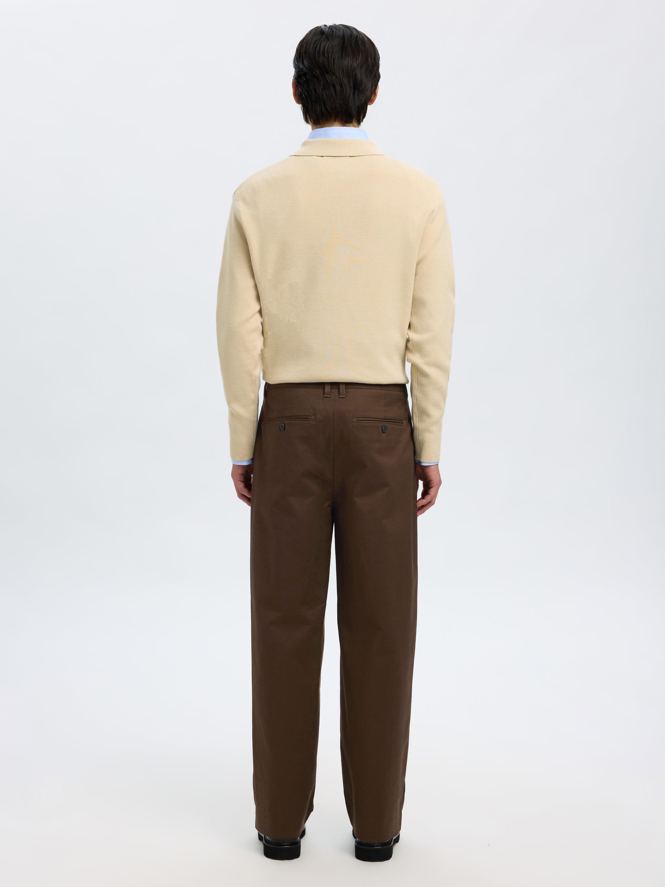 Product image 5 of 6, which shows Selected Wide Cotton Blend Trousers, Demitasse, 30R