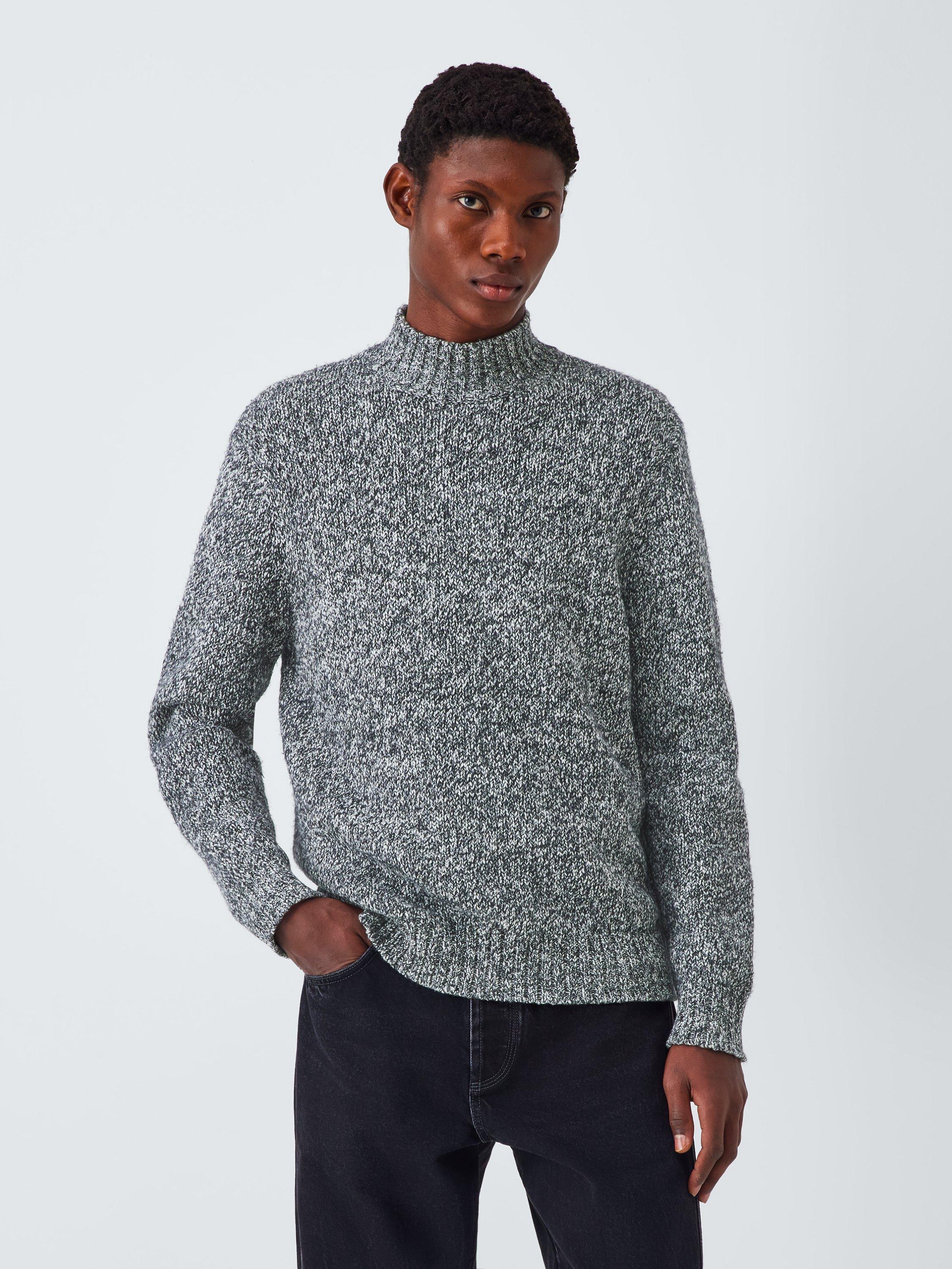 Product image 1 of 6, which shows Kin Space Dye Roll Neck Jumper, Black/White, S