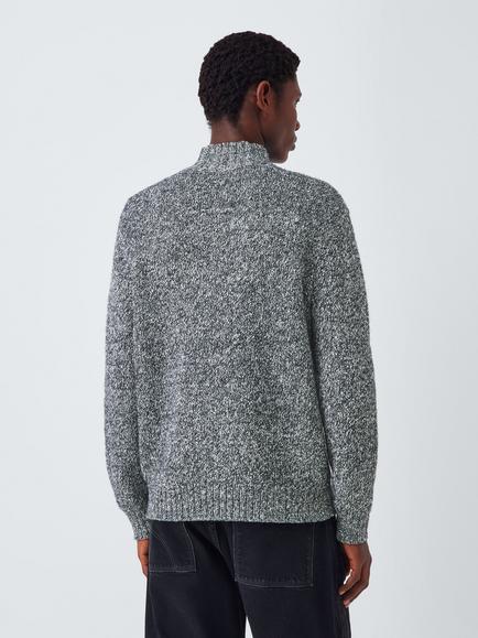 Kin Space Dye Roll Neck Jumper, Black/White - view 2, Black/White