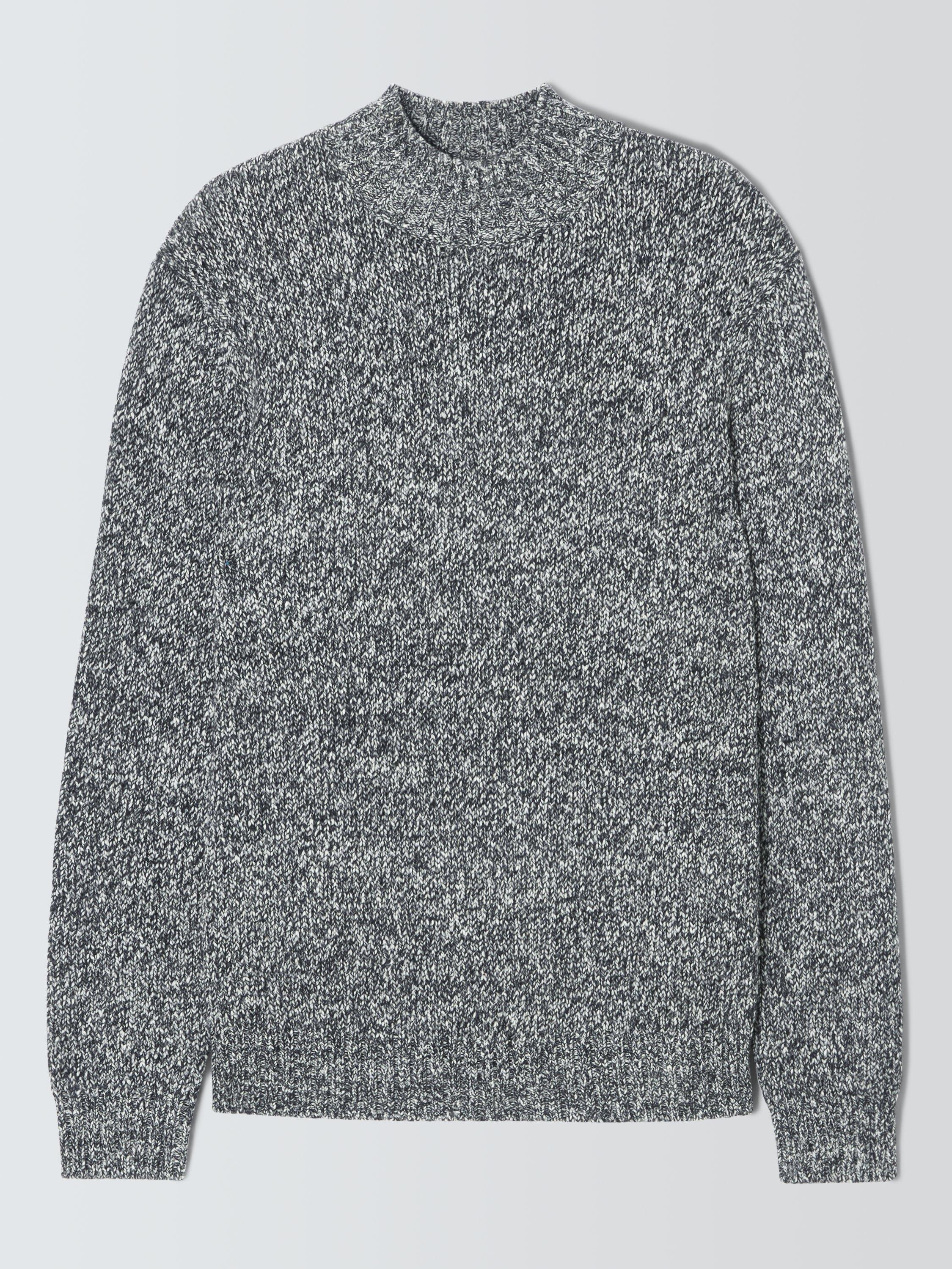 Product image 4 of 6, which shows Kin Space Dye Roll Neck Jumper, Black/White, S
