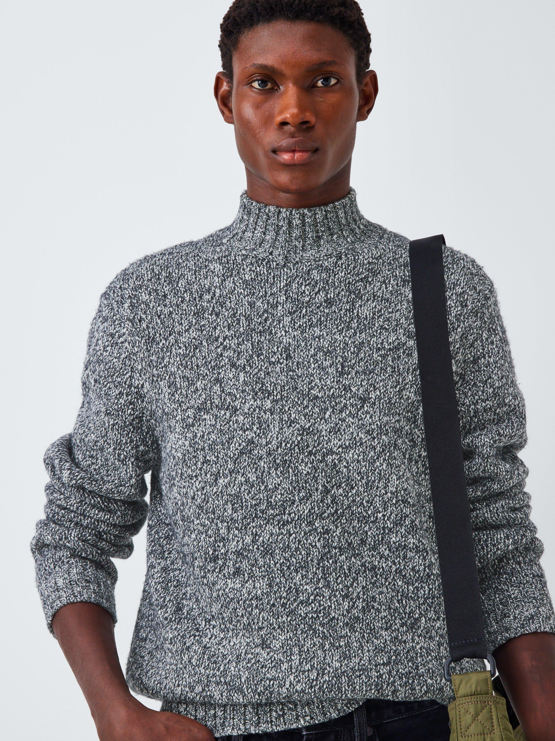 Product image 5 of 6, which shows Kin Space Dye Roll Neck Jumper, Black/White, S