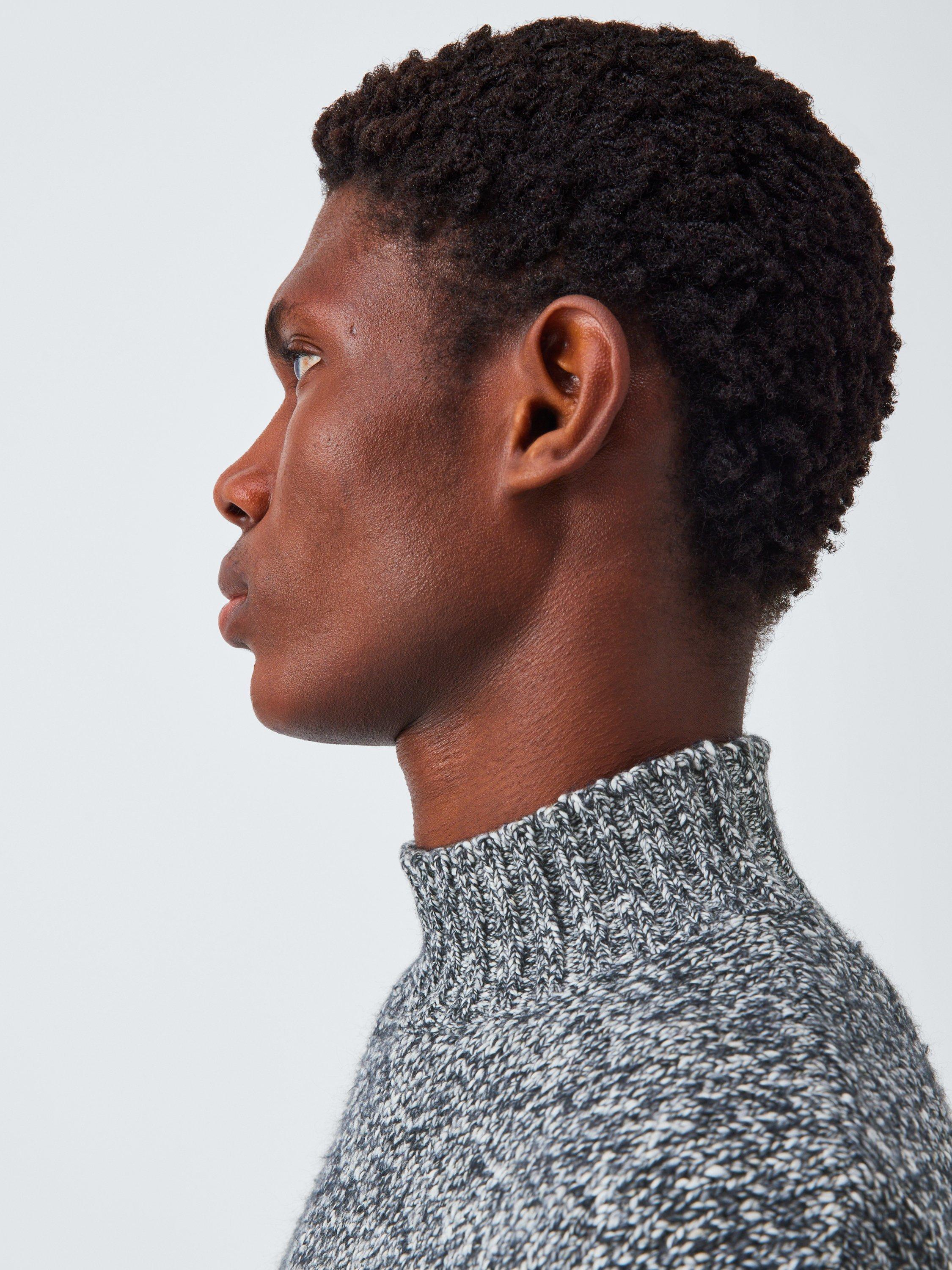 Product image 6 of 6, which shows Kin Space Dye Roll Neck Jumper, Black/White, S
