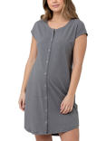 Ripe Blake Stripe Organic Cotton Rich Maternity & Nursing Nightdress, Gunship/White
