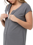 Ripe Blake Stripe Organic Cotton Rich Maternity & Nursing Nightdress, Gunship/White