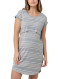 Ripe Stevie Stripe Nursing Nightdress, Grey/White