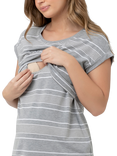 Ripe Stevie Stripe Nursing Nightdress, Grey/White
