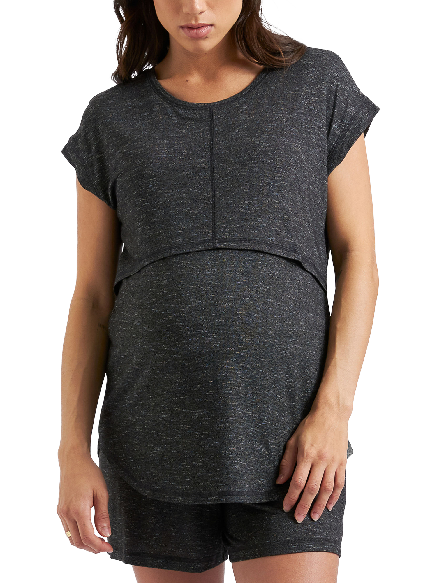 Product image 1 of 7, which shows Ripe Dreamy Nursing T-Shirt, Granite, XS