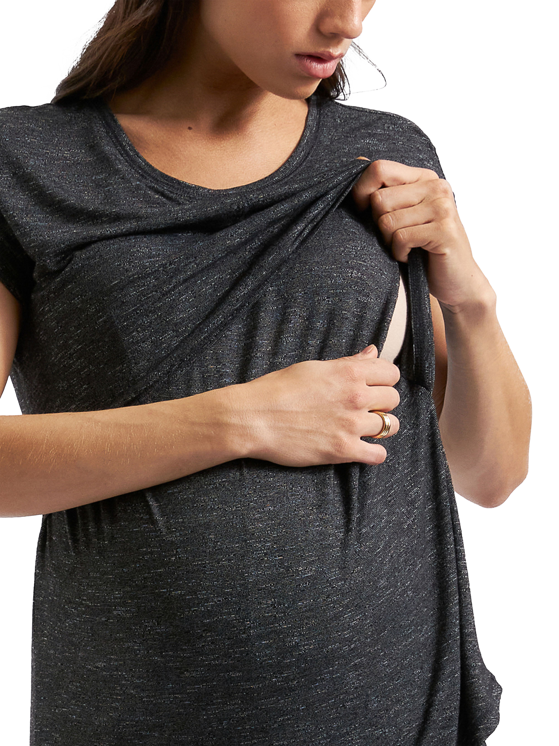 Product image 2 of 7, which shows Ripe Dreamy Nursing T-Shirt, Granite, XS