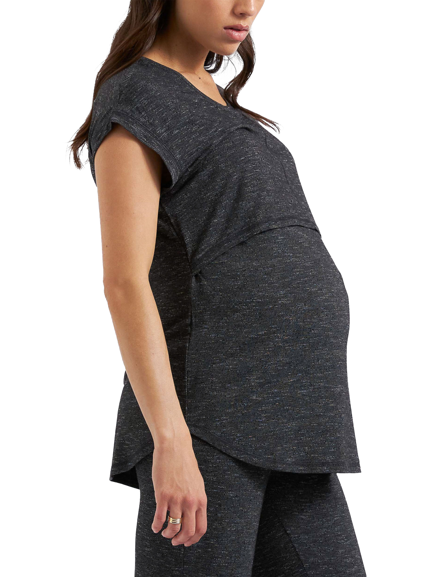 Product image 4 of 7, which shows Ripe Dreamy Nursing T-Shirt, Granite, XS