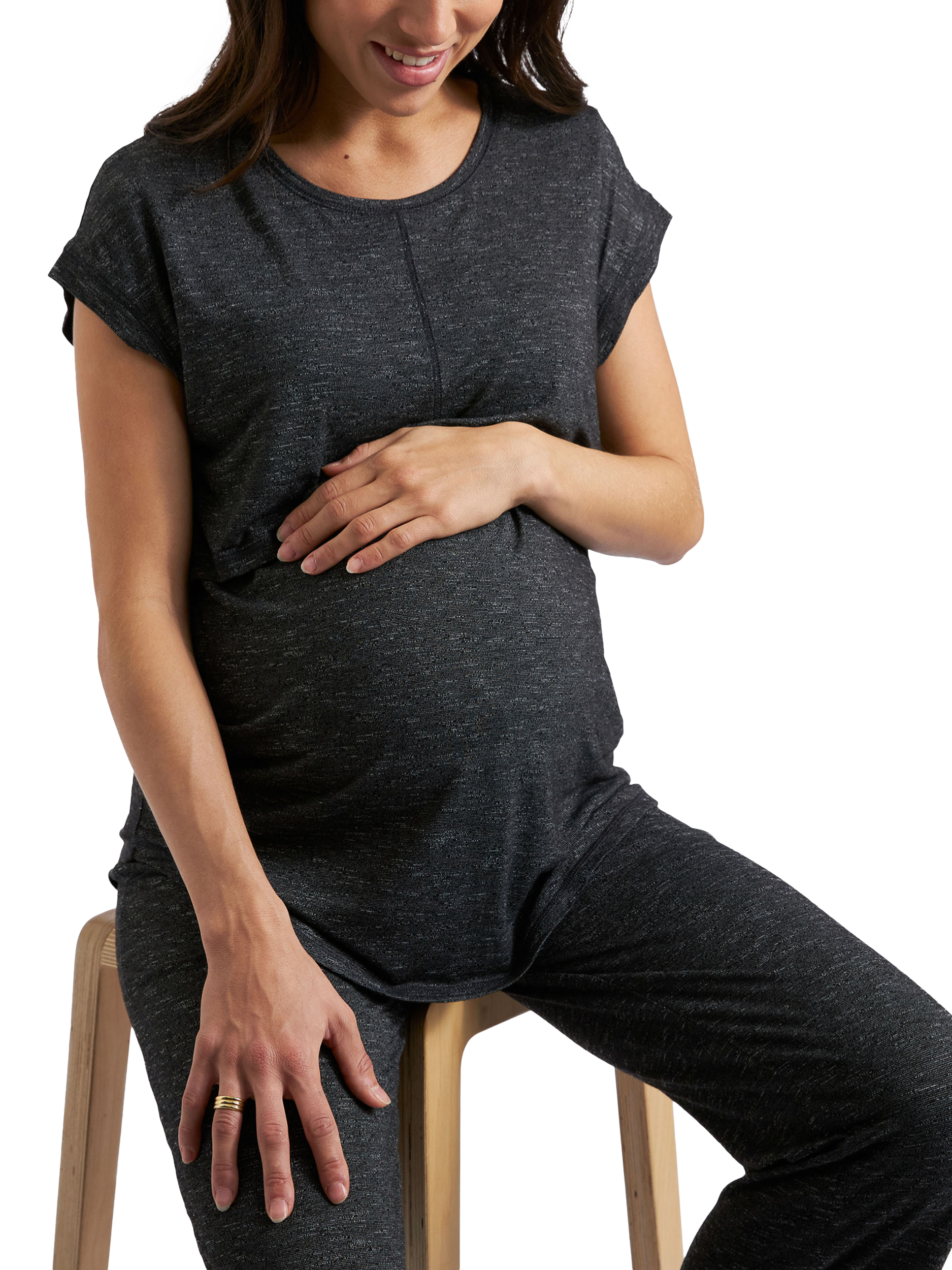 Product image 5 of 7, which shows Ripe Dreamy Nursing T-Shirt, Granite, XS