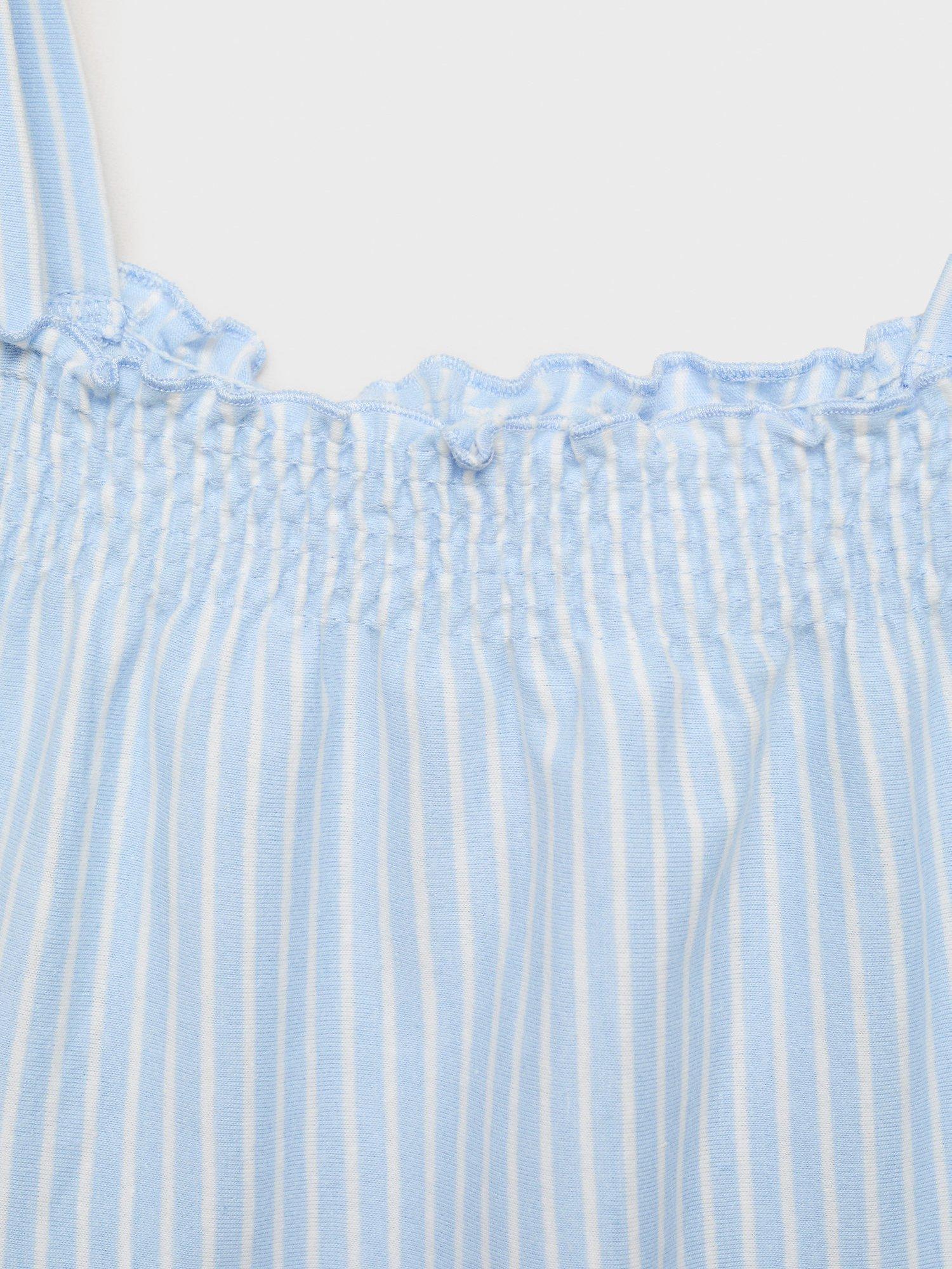 Product image 4 of 4, which shows Mango Kids' Zuli Stripe Cami & Shorts Pyjama Set, Light Pastel Blue, 11-12 years