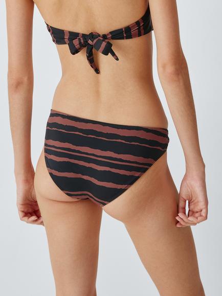John Lewis Cannes Stripe Bikini Bottoms, Choc Stripe - view 2, Choc Stripe