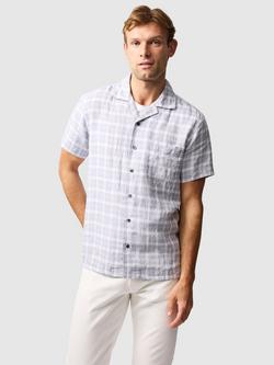 Rodd & Gunn Mclaren Park Check Linen Regular Fit Short Sleeve Shirt, Dusk, Dusk
