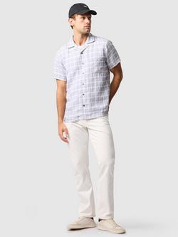 Rodd & Gunn Mclaren Park Check Linen Regular Fit Short Sleeve Shirt, Dusk - view 2, Dusk